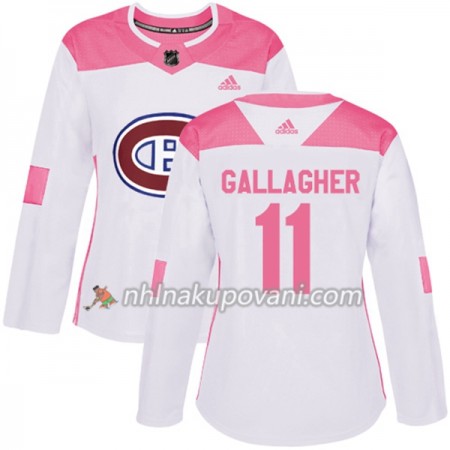 Montreal Canadiens Dresy Brendan Gallagher 11 Bílá 2017-2018 Adidas Růžová Fashion Authentic - Dámské